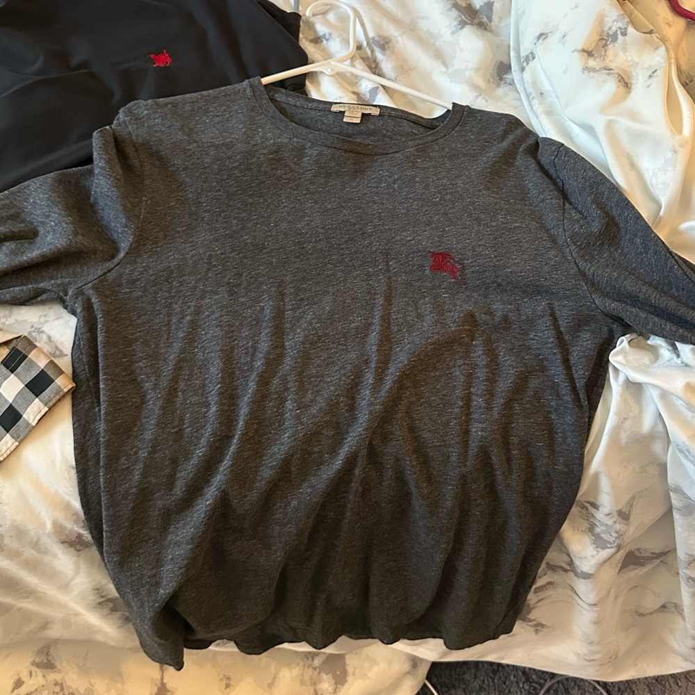 Men Burberry long sleeve T shirt gray medium
